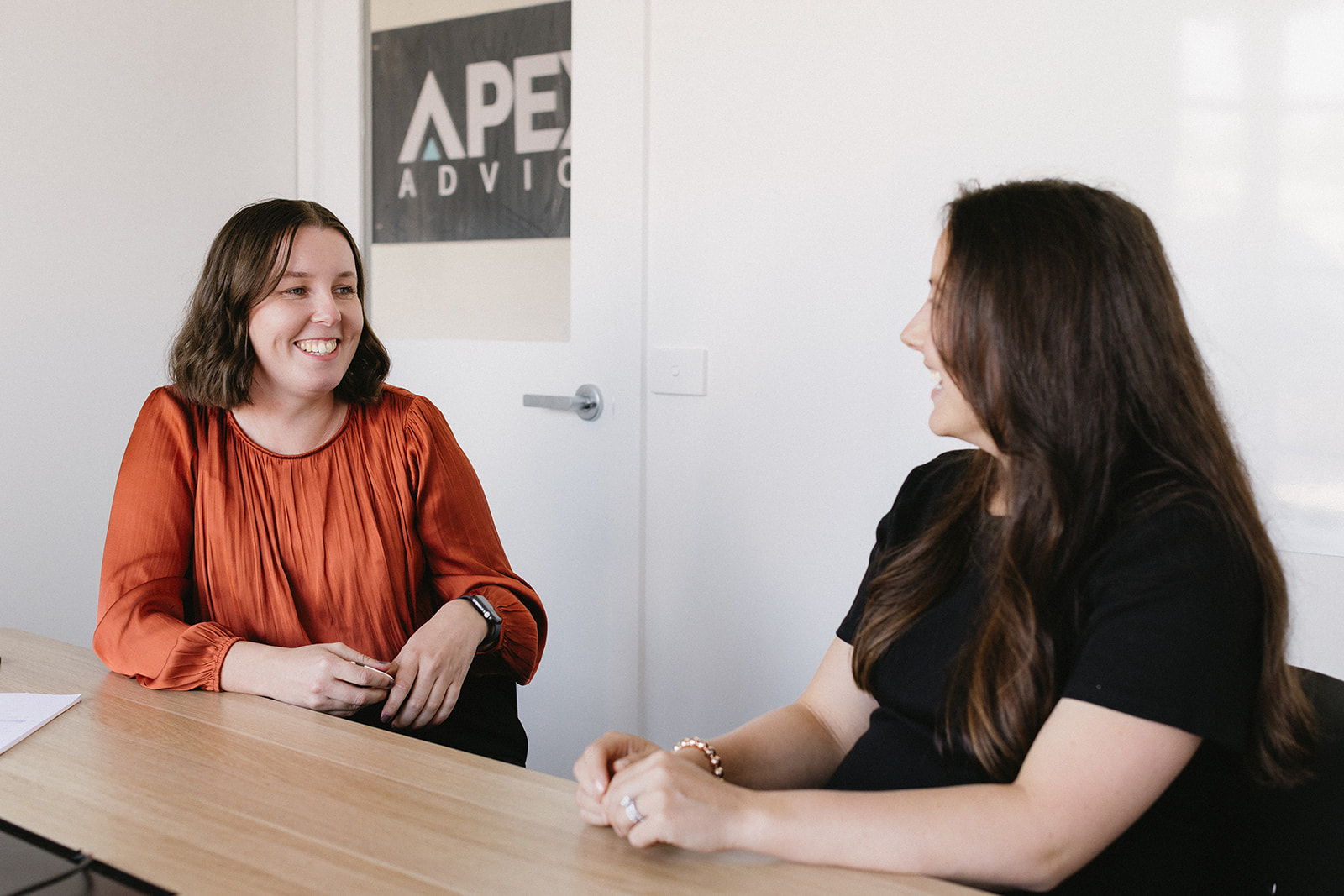 Apex Advice Financial planning consultation at Apex Advice Geelong office with professional women discussing investment strategies